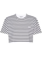 Miu Miu t-shirt rayé à logo imprimé - Blanc