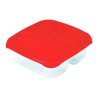 Plasticforte Vershoudbakje - 3-vaks - 1,2L - meal prep - herbruikbaar - rood - thumbnail