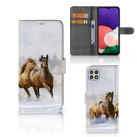 Samsung Galaxy A22 5G Telefoonhoesje met Pasjes Paarden - thumbnail