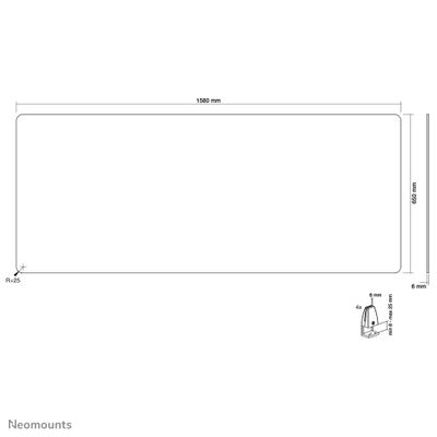 Neomounts NS-GLSPROTECT160 Mobiel preventiescherm Glas (b x h x d) 158 x 65 x 0.6 cm