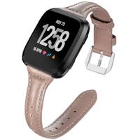 By Qubix - Compatible met Fitbit Versa 1/2 & Lite bandje TPU leer - Bruin - Compatible fitbit bandje