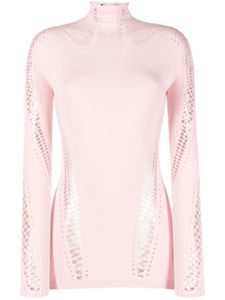 Mugler haut en maille ajourée à col roulé - Rose