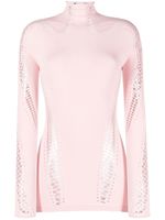 Mugler haut en maille ajourée à col roulé - Rose