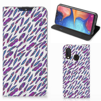 Samsung Galaxy A20e Hoesje met Magneet Feathers Color - thumbnail