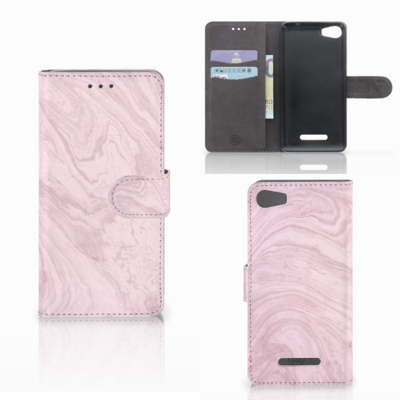 Wiko Lenny 2 Bookcase Marble Pink - Origineel Cadeau Vriendin Wiko Lenny 2 Bookcase Marble Pink - Origineel Cadeau Vriendin
