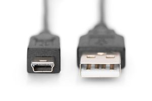 Digitus USB-kabel USB 2.0 USB-A stekker, USB-mini-B stekker 1.00 m Zwart Rond, Afgeschermd (dubbel) AK-300130-010-S