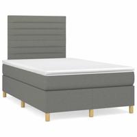 vidaXL Boxspringbed matras en LED donkergrijs 120 x 190 cm van stof