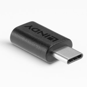 Lindy 41893 tussenstuk voor kabels USB 3.2 Type C Zwart