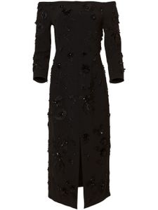 Carolina Herrera robe fleurie à épaules dénudées - Noir