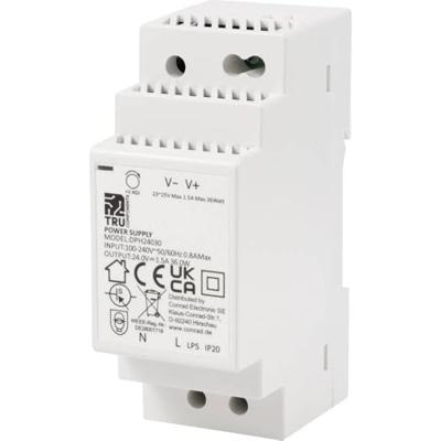 TRU COMPONENTS DPH-24030 DIN-rail netvoeding 24 V/DC 1.5 A 36 W Aantal uitgangen: 1 x Inhoud: 1 stuk(s)