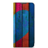 OnePlus 10 Pro Book Wallet Case Wood Heart - Cadeau voor je Vriend - thumbnail