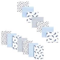 Hudson Baby Unisex Baby Cotton Flannel Burp Cloths and Receiving Blankets, 14-Piece, Narwhal, One Size