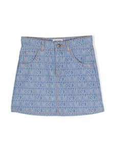 Moschino Kids jupe courte à logo jacquard - Bleu