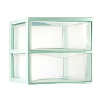 Plasticforte Ladeblokje/bureau organizer 2x lades - transparant/mintgroen - L26 x B36 x H25 cm   -