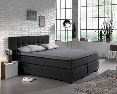 Hoeslaken Topper Jersey, Matraschermer voor hoogte van 8 tot 12cm, stretchbaar, duurzaam en heerlijk zacht, Grijs, 120/140 x 200/220 cm