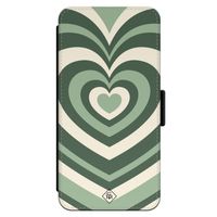 iPhone 14 Pro Max flipcase - Hart swirl groen - thumbnail