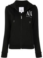 Armani Exchange hoodie zippé à logo imprimé - Noir