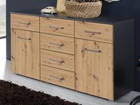 Commode NEVORO 2 deuren 6 lades artisan eik/metaalgrijs