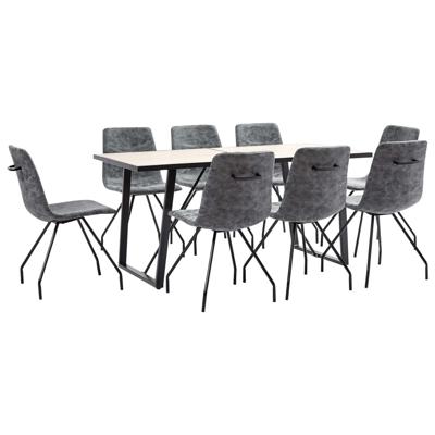 vidaXL 9-delige Eethoek kunstleer zwart