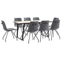 vidaXL 9-delige Eethoek kunstleer zwart