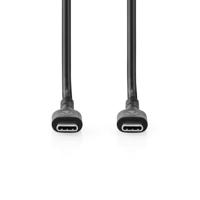 Nedis USB-kabel - USB 2.0 - USB-C stekker - USB-C stekker - 240 W - 480 Mbps - vernikkeld - 2,00 m - rond - PVC - zwart - label