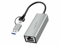 LogiLink USB 2.0 Adapter [1x USB 3.2 Gen 1 stekker C (USB 3.0) - 1x RJ45-bus] UA0238B 18.00 cm
