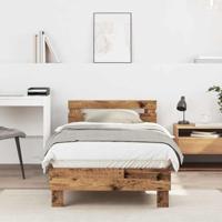 vidaXL Rustiek Massief Houten Bedframe 90 x 190 cm met Geweven Afwerking in Oude Stijl - Eenpersoonsmatras voor Volwassenen - Natuurlijke Vlekbestendige Meubels voor Binnen - Duurzaam
