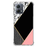 Motorola Moto G53 Shockproof Case Zwart Roze Vormen