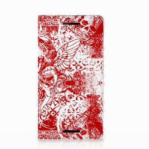 Mobiel BookCase Nokia 2.1 2018 Angel Skull Rood