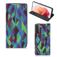 Samsung Galaxy S21 Stand Case Abstract Green Blue - thumbnail