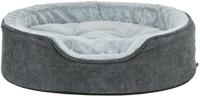 Trixie Hondenbed Vital Lino Soft, ovaal, orthopedisch hondenkussen in grijs/lichtgrijs, 60 x 45 cm, gezellige hondenmand met visco-elastisch schuim voor geheugeneffect - 374060