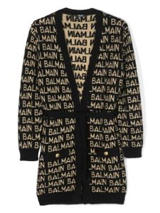 Balmain Kids cardigan à logo intarsia - Noir