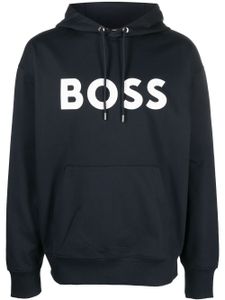 BOSS hoodie en coton à logo imprimé - Bleu