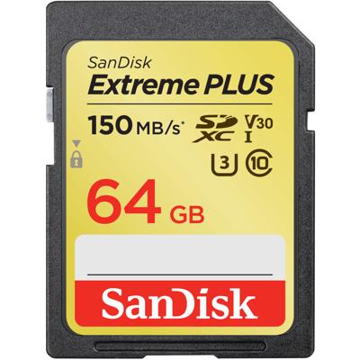 Sandisk Extreme PLUS flashgeheugen 64 GB SDXC Klasse 3 UHS-I Sandisk Extreme PLUS flashgeheugen 64 GB SDXC Klasse 3 UHS-I