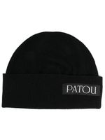 Patou bonnet en laine à patch logo - Noir