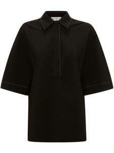 Victoria Beckham polo crop à coutures contrastantes - Noir