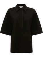 Victoria Beckham polo crop à coutures contrastantes - Noir - thumbnail