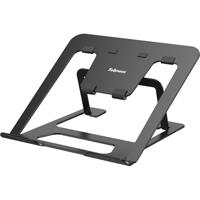 Fellowes Alumia™ Laptopverhoger, ergonomisch, in hoogte verstelbaar, kantelbaar, inklapbaar, van gerecycled aluminium, voor thuis, kantoor of hybride werk, zwart