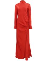 LAPOINTE robe longue froncée en satin - Rouge - thumbnail