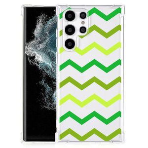 Samsung Galaxy S22 Ultra Doorzichtige Silicone Hoesje Zigzag Groen