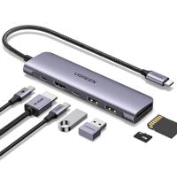 UGREEN Revodok USB C hub met 4K HDMI, 100W PD, USB C en 2 USB A 3.0 gegevens poorten, SD/MicroSD, Multiadapter voor iPhone 15/15Pro, MacBook Pro/Air, iPad Pro/Air, Surface, Galaxy, Steam Deck enz.