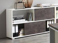 Boekenkast met schuifdeuren ALTO 2 vakken wit/beton