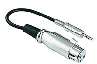 Hama Audio-adapter (voor het aansluiten van een monomimicrofoon, microfoonkabel met XLR-koppeling op 3,5 mm jack-stekker, stereo, flexibel, microfoonadapter) zilver