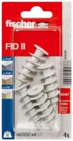 fischer Isolatiepluggen FID II, pluggen van kunststof voor het bevestigen van lichte voorwerpen in isolatiematerialen, universeel gebruik, zonder voorboren, 4 stuks.