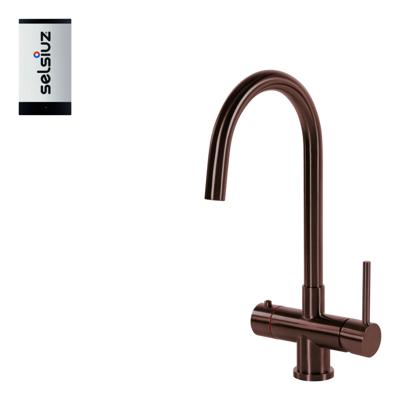 Selsiuz Inox kokend water kraan met single boiler en C-uitloopkraan copper
