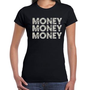 Fun money t-shirt met geld print zwart voor dames 2XL  -