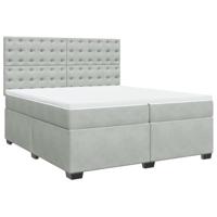 vidaXL Boxspring met matras fluweel lichtgrijs 200x200 cm, boxspring, ledikant, bedframe, bed, boxspring bed, bedbodem, seniorenbed, senioren bed