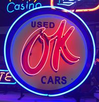 Used OK Cars Neon Met Achterplaat 60 x 60 cm