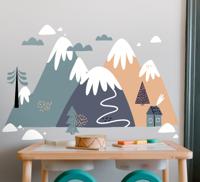 Natuur stickers Trok silhouet berg - thumbnail