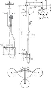 Hansgrohe Croma 220 Showerpipe Met Ecostat Comfort Therm.ecosmart Chroom